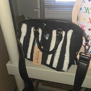 BearPaw Black and Cream Crossbody Bag